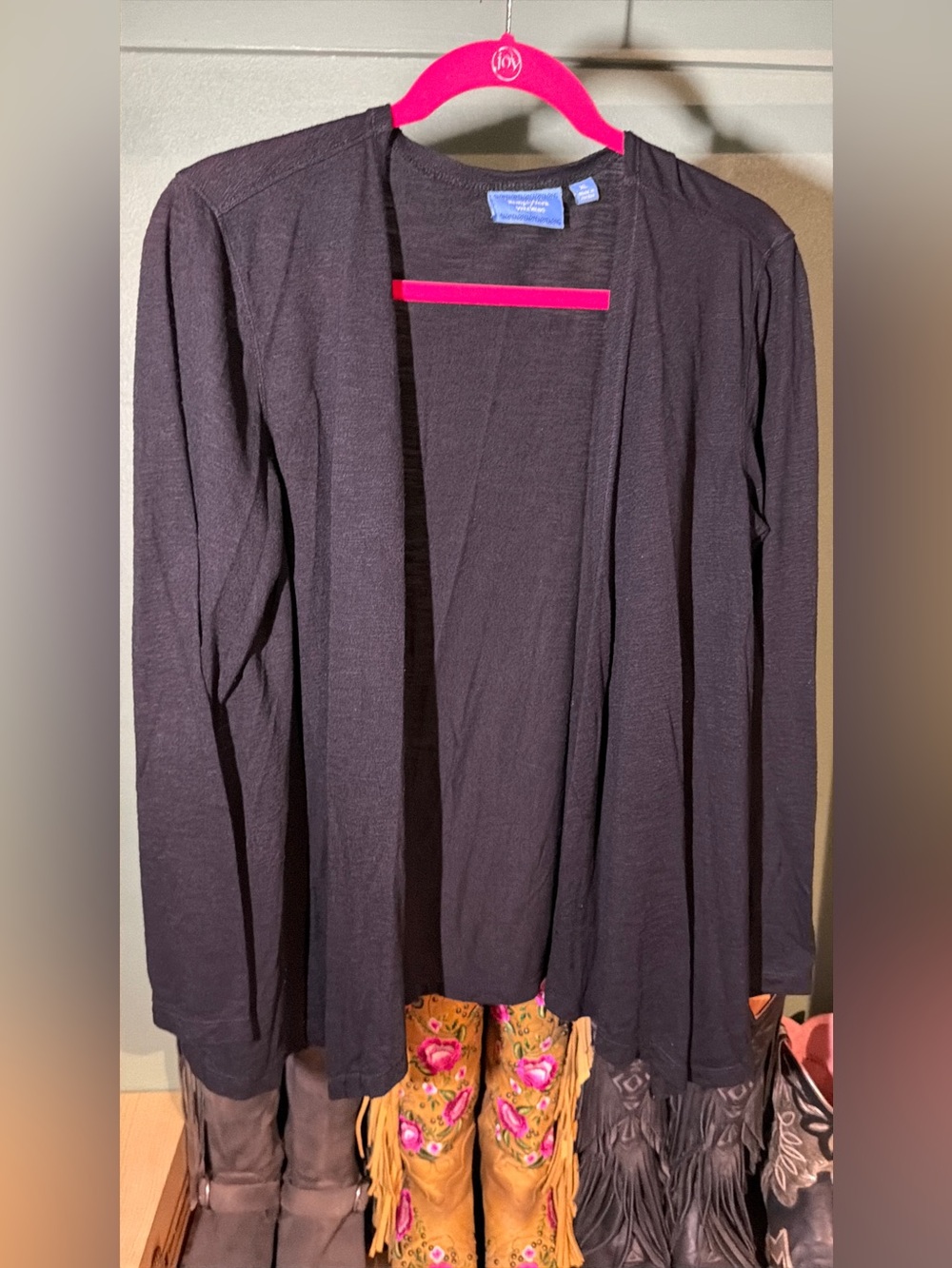 Simply Vera Wang Open-Front Black Lightweight Women's Cardigan XL
